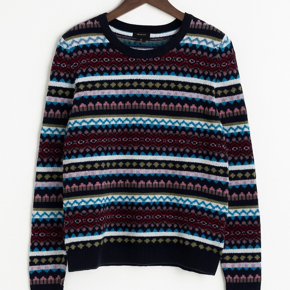 Talbots Sweater Womens XL P Wool Blend Multicolor Beading Fair Isle Nordic‎ Ski
